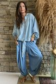 Basso Tie Smock Blouse Baby Blue
